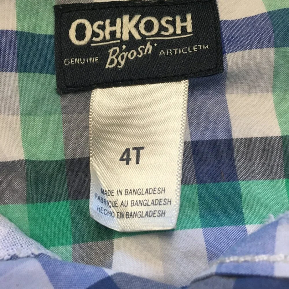 Oshkosh Boy's Plaid Long-sleeved Shirt Size 4T